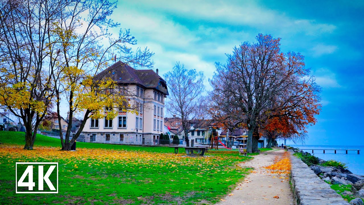 Switzerland 🇨🇭 Relaxing Evening Walk in the Beautiful Village, Saint-Prex by the Lake Geneva
