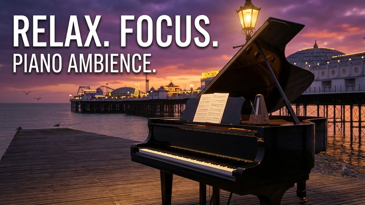 Brighton Pier Walk 🇬🇧 Piano Ambience for Study & Focus (No Talking)