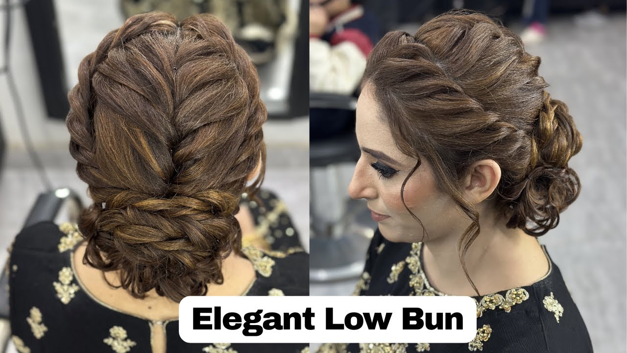 Front Twist Hairstyle with Center Part | Elegant Low Bun Tutorial for Wedding & Party