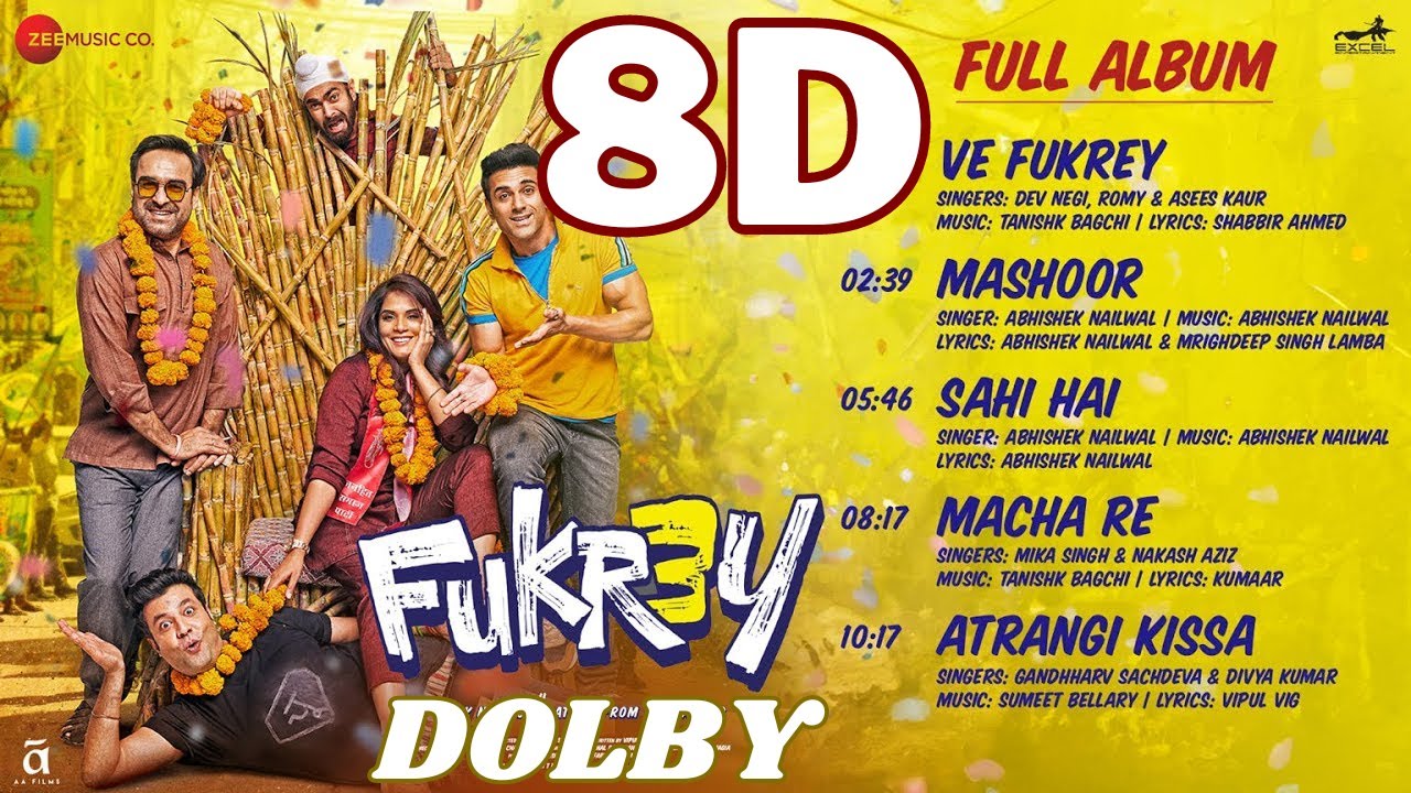Fukrey 3 -  8D Dolby Surround Full Album | Pulkit Samrat, Pankaj Tripathi, Richa Chadha,