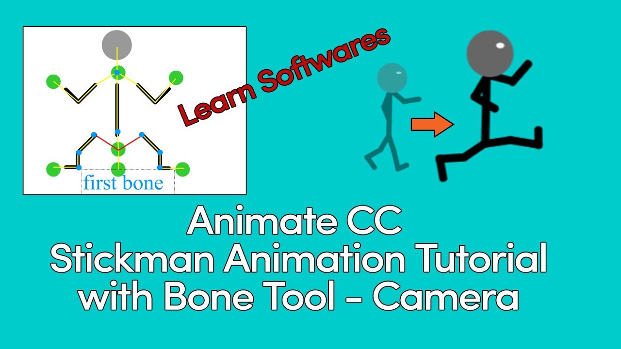 Animate CC Stickman Animation Tutorial with Bone Tool - Camera - Character Rigging