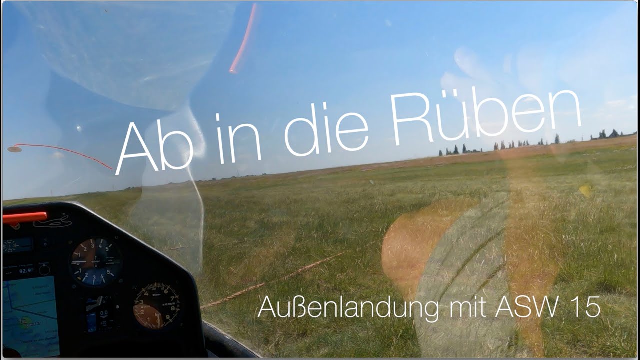 Segelflugzeug Außenlandung mit ASW 15 auf einem Rübenacker nach Start in Laucha