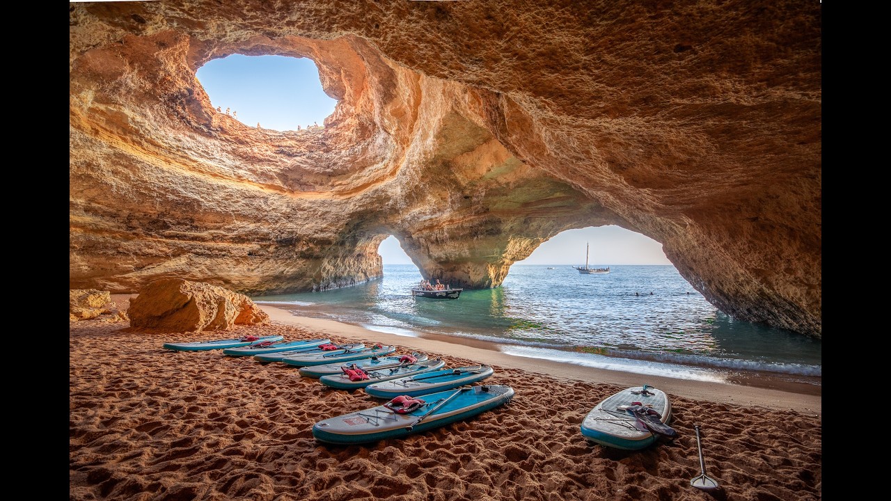 BENAGIL CAVE,  ALGARVE, PORTUGAL 🇵🇹 AERIAL DRONE  4K