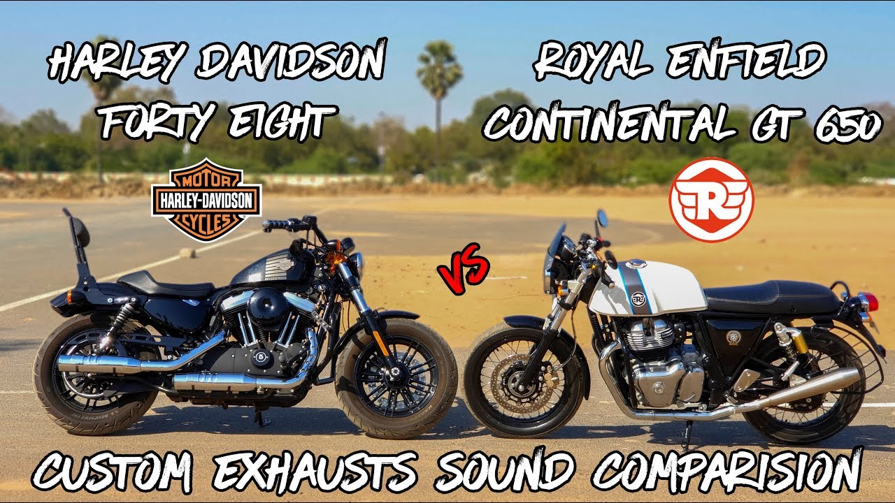 Harley Davidson Forty Eight VS Royal Enfield Continental GT 650 Custom Exhaust Sound