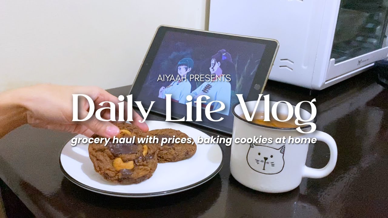 cozy rainy day at home | baking cookies, grocery haul with prices