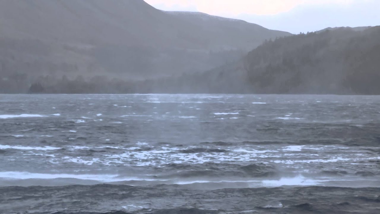 Water Tornado / Twister on Crummock water in the Lake District during uk storm / gales