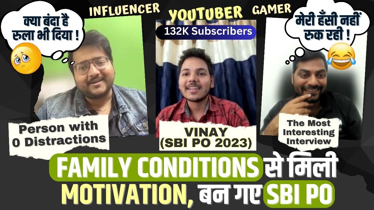 SBI PO 2023 Topper Vinay | 1 Lac Subscriber वाला Gamer क्यों बना SBI PO | Kapil Sir, Harshal Shocked