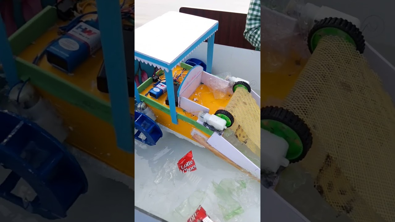 Лодка для очистки рек ⛵/Рабочая модель научного проекта #youtubeshorts #scienceproject #viralshorts