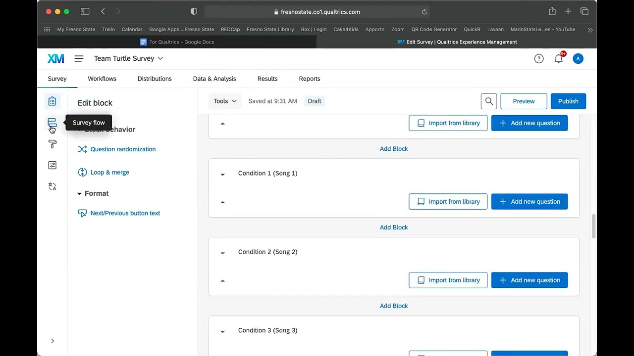 Between-Subjects Experiment Setup in Qualtrics