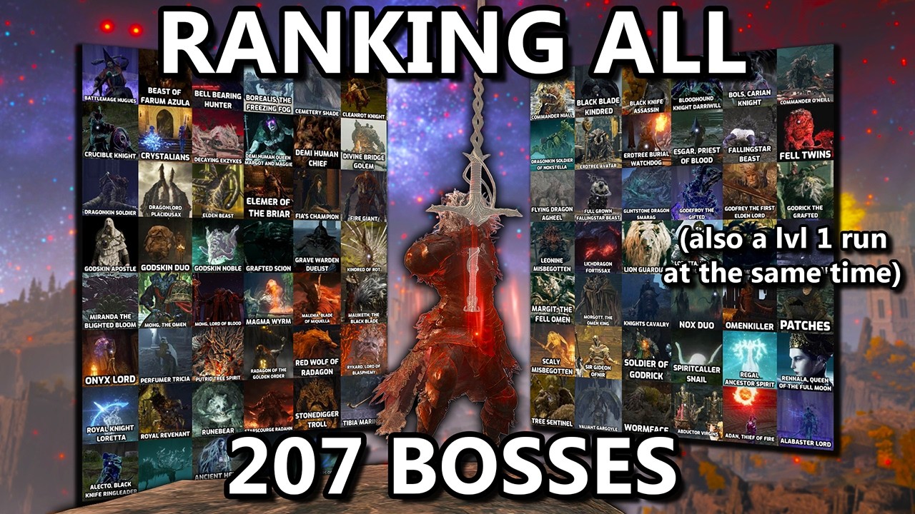 RANKING ALL 207 ELDEN RING BOSSES WHILE DOING A LEVEL 1 RUN!