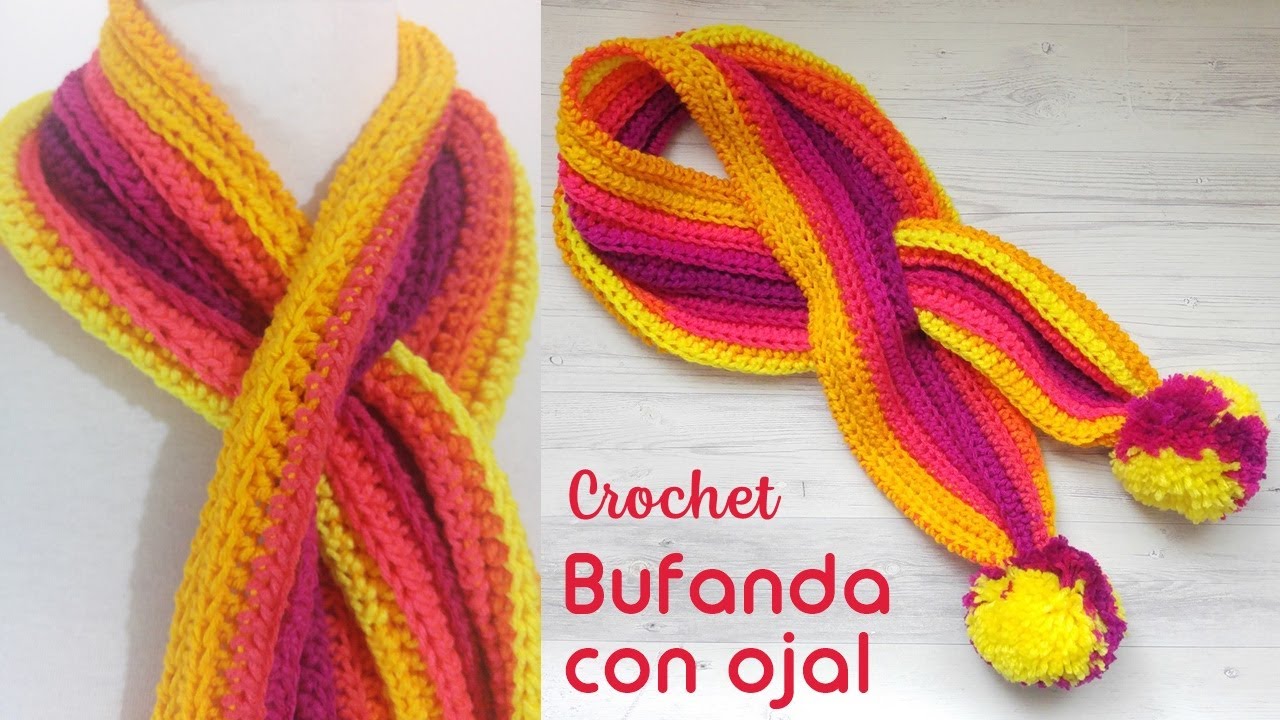 Bufanda con ojal a crochet
