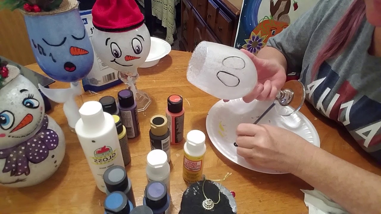 FISH BOWL AND WINE GLASS SNOWMAN TUTORIAL WOOHOO 🎨☃️🎁🎄