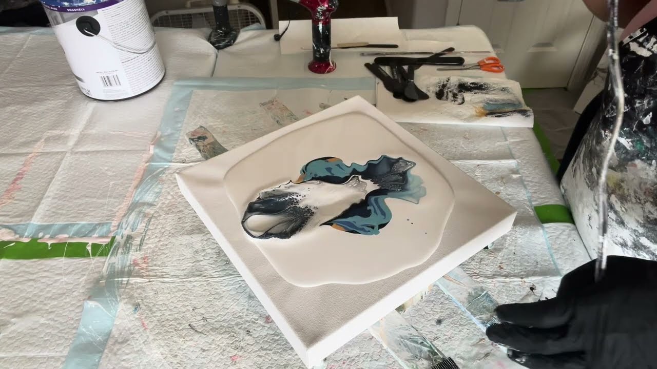 #18. “Blue Hue”#pourpainting #fluidart #sheleeartbloomtechnique#Waterfallacrylics