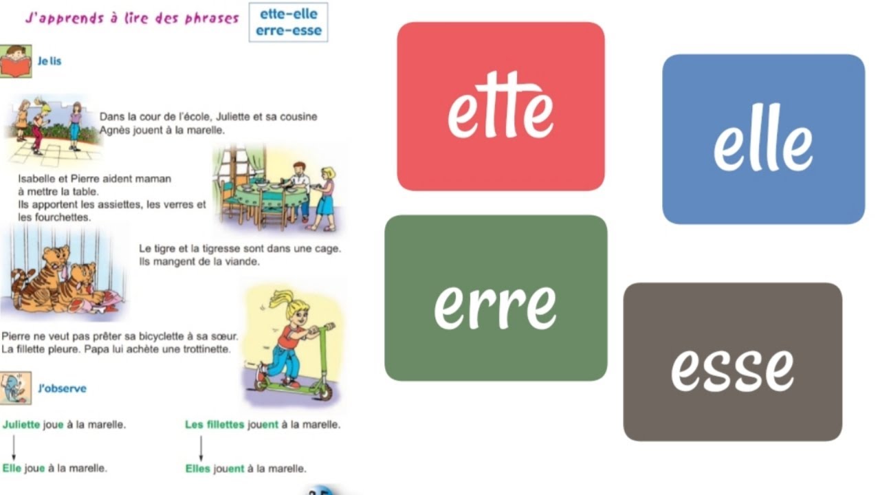 🔸️أقرأ جملا بالفرنسية | Les graphies :ette•elle•erre•esse