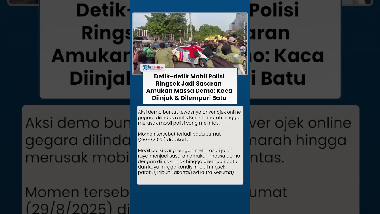 Demo Memanas! Mobil Polisi Jadi Sasaran Amukan Massa, Ringsek Diinjak injak hingga Dilempari Batu