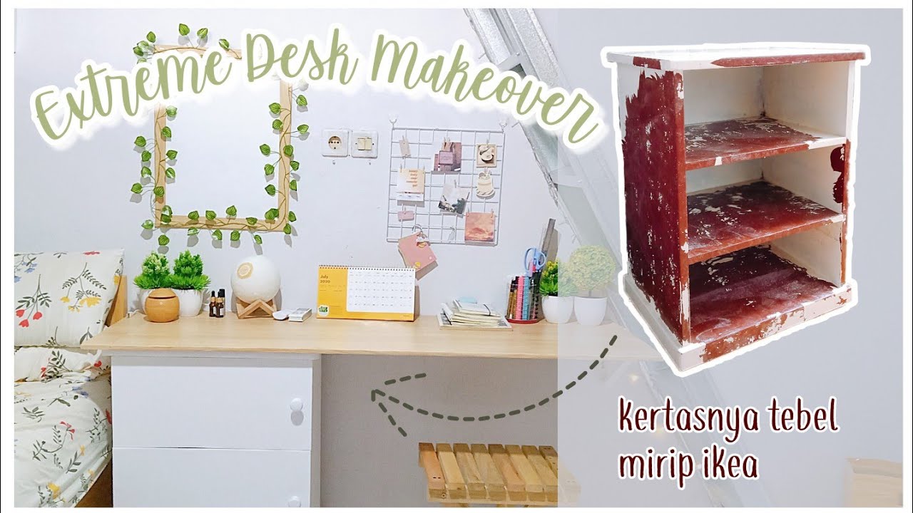 MAKEOVER LEMARI LAMA JADI MEJA BELAJAR AESTHETIC | DESK MAKEOVER | DIY ROOM DECOR INDONESIA EP 35
