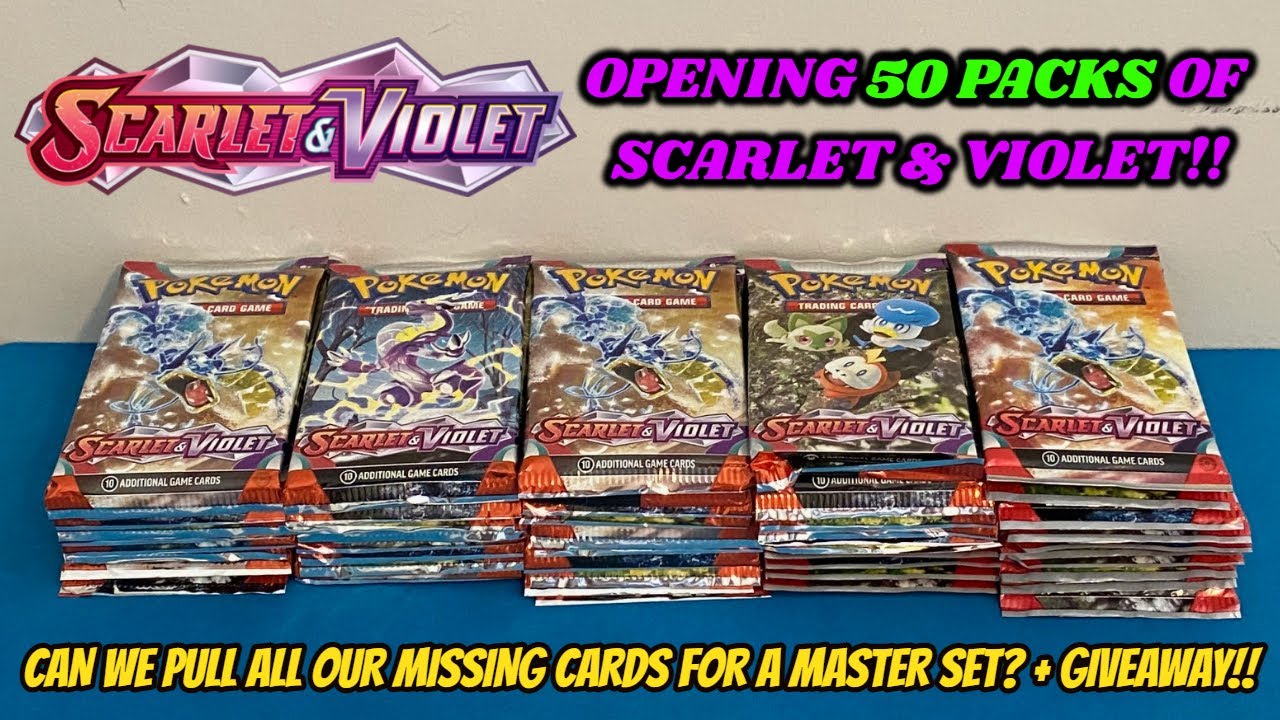 I opened 50 PACKS OF SCARLET & VIOLET BASE SET to try and COMPLETE THE SET!! + GIVEAWAY DETAILS!!