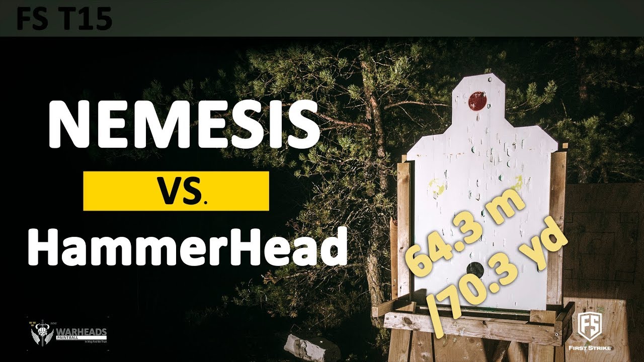Nemesis vs. HammerHead Barrel Accuracy Test 64.3m (70.3 yd) | First Strike T15【 Warheads Paintball 】