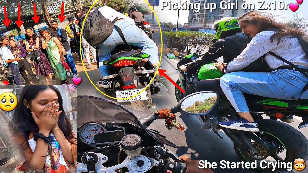 Girl Started Crying on Zx10r🤯💞ZX10r ka jalwa Viva College💕 Reaction💕Z900 Rider