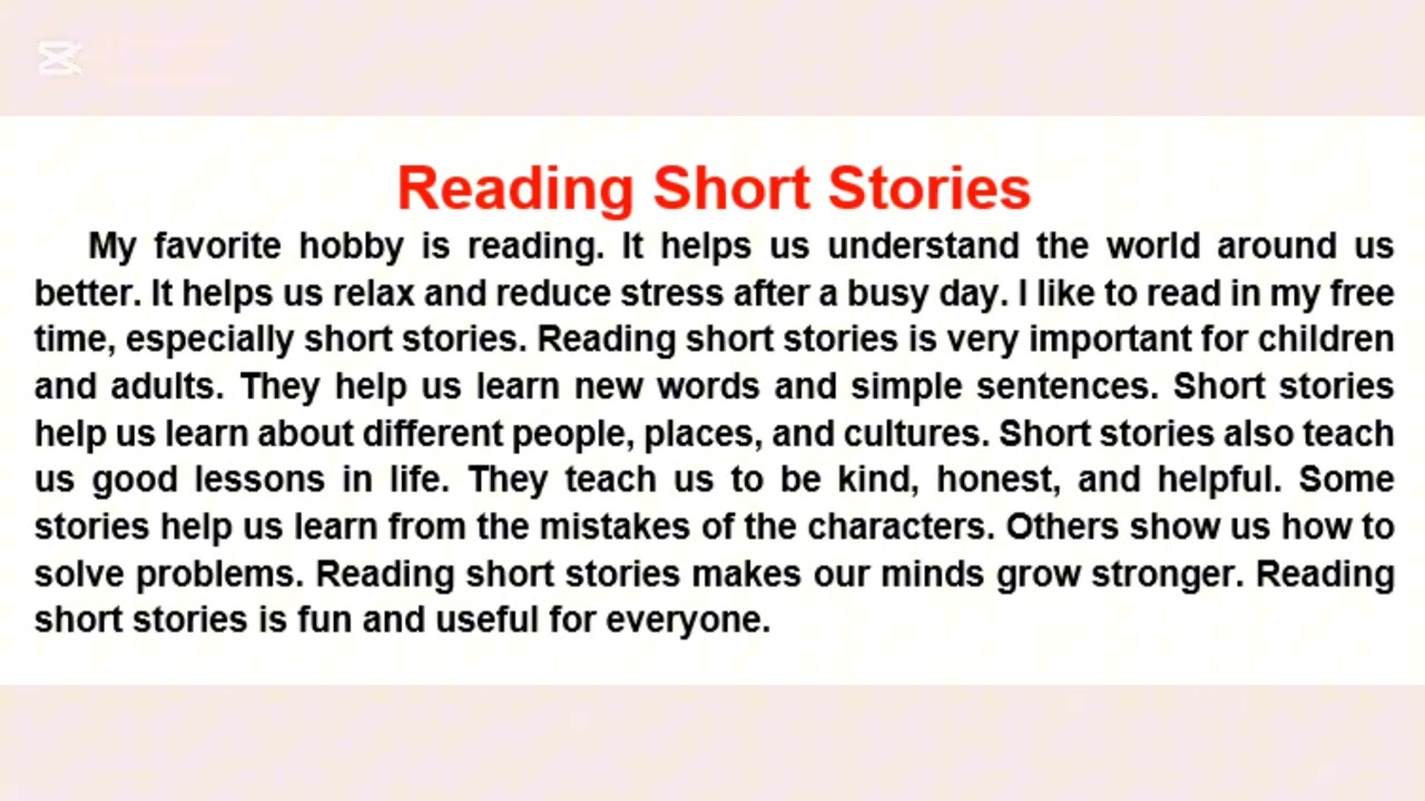 Paragraph about reading short stories براجراف عن قراءة قصص قصيرة الصف الثالث الاعدادي الترم الأول 