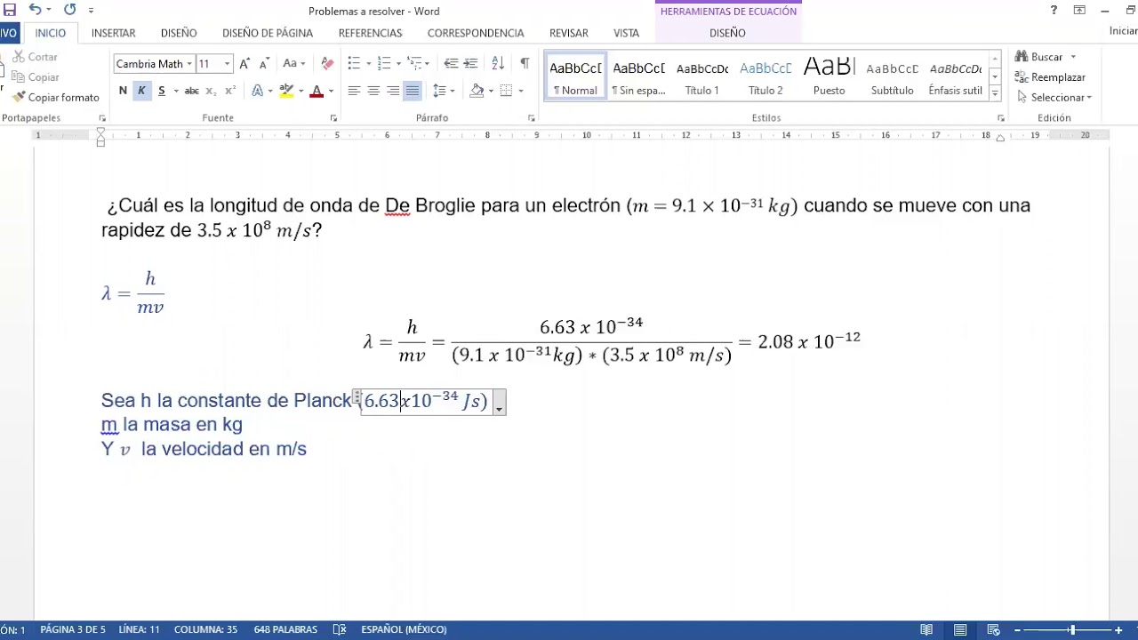 logitud de onda De Broglie