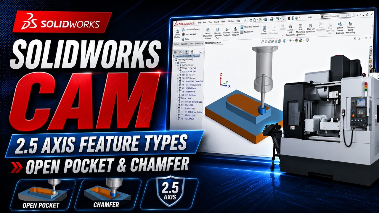 SolidWorks CAM : Open Pocket & Chamfer