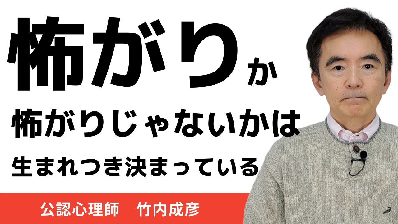怖がりな人 怖がりじゃない人 生まれつき決まっている 子供の時から顕著～性格心理学と精神医学に詳しい心理カウンセラー 公認心理師 竹内成彦