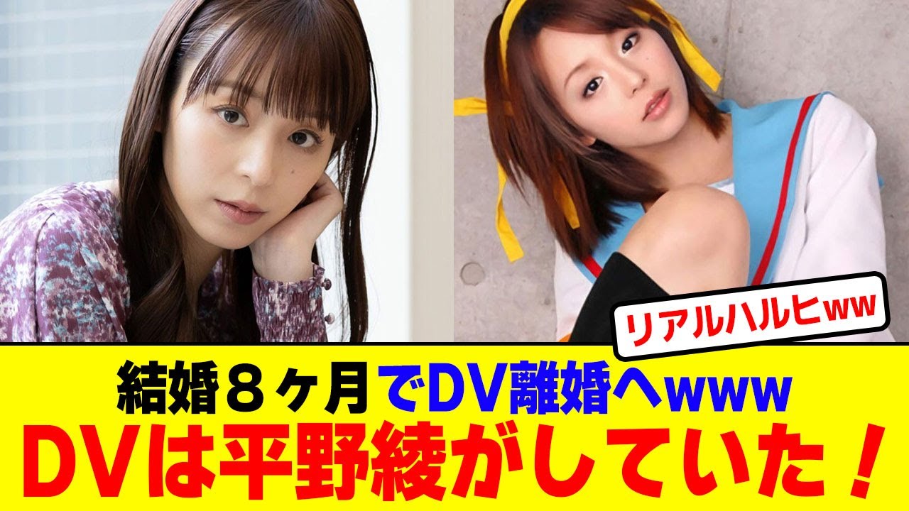 DVは平野綾がやっていた！結婚８ヶ月でDV離婚へ！【2chまとめ】【2chスレ】【5chスレ】
