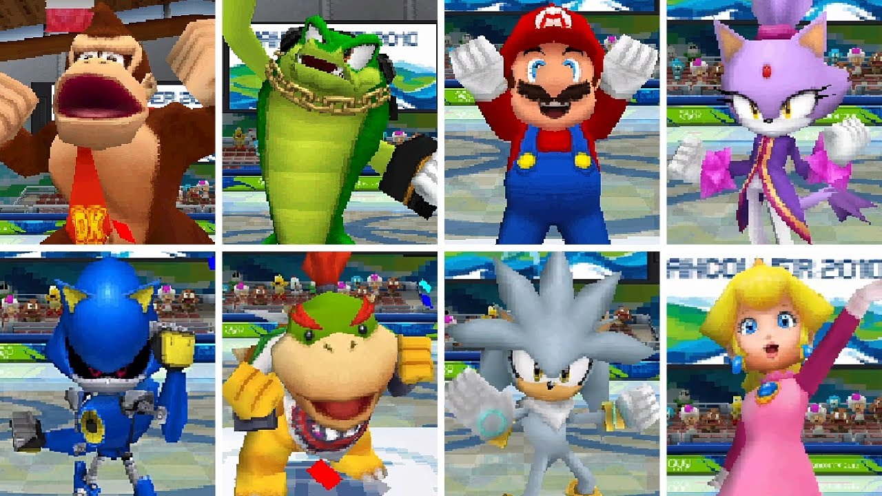 Mario & Sonic at the Olympic Winter Games [DS] - All 1st Place Winning Animations
