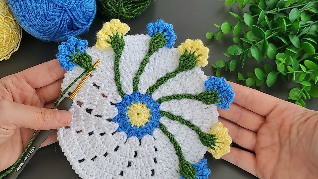 INCREDIBLE 🌿 BEAUTIFUL Super easy How to Tunusian crochet a coaster supla motif make order sell.