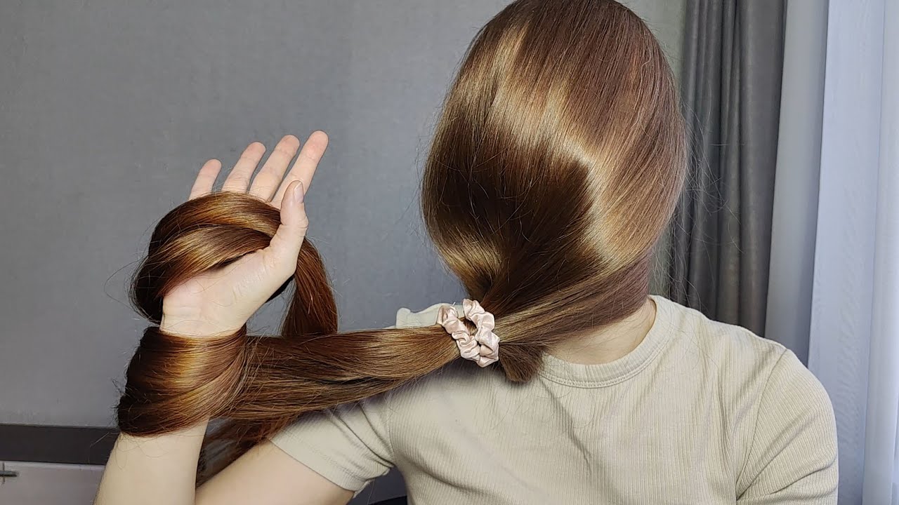 Hairstyles over face 🌿 Very long hair wrap, ponytail & bun (preview)