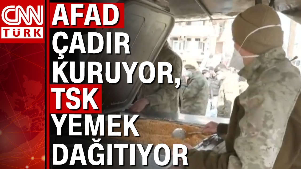 Gaziantep'te TSK 800 kişilik üç öğün yemek dağıtıyor, depremzedelerin ihtiyaçları karşılanıyor