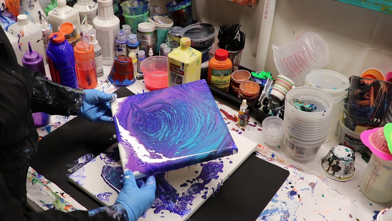 Tree Ring Pour. Another One Pour 2 Paintings