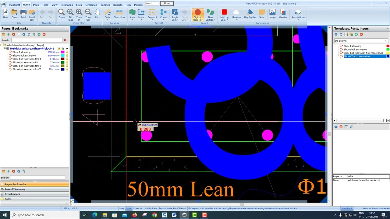 Trench excavation for shear wall footing