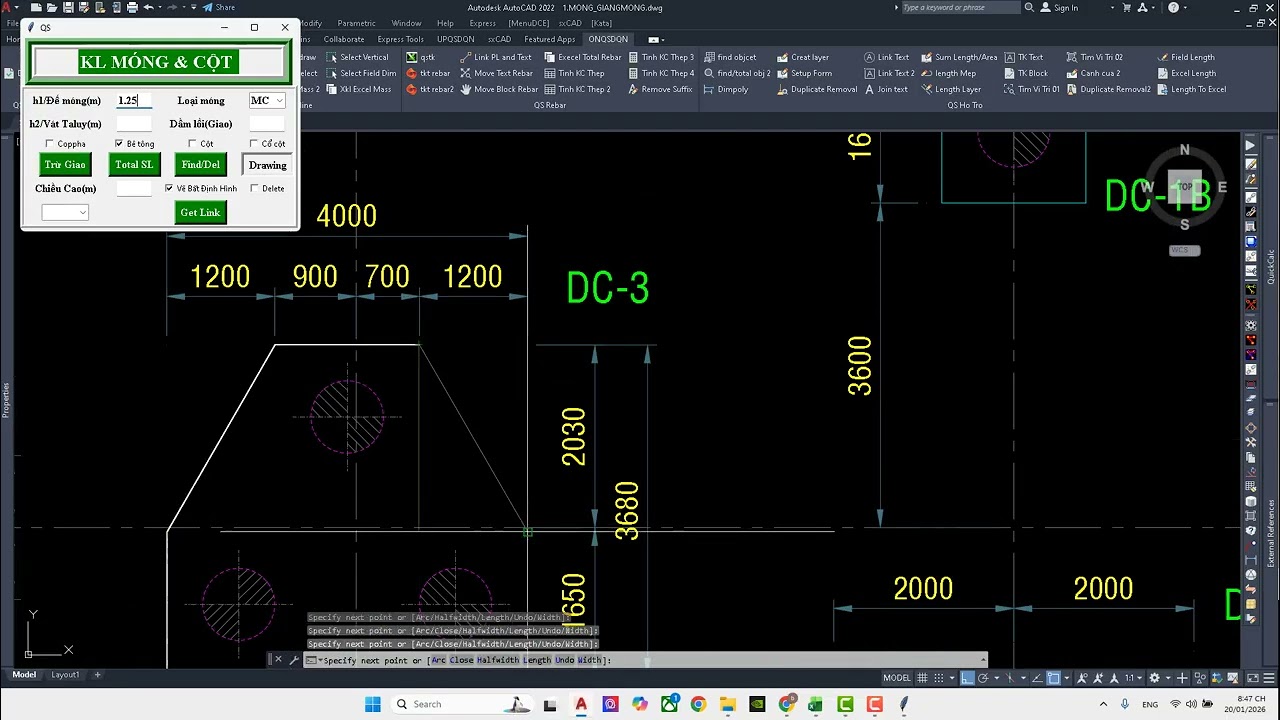 BAI 6 HƯỚNG DẪN BÓC KHỐI LƯỢNG PHẦN MÓNG VỚI TỪ CÔNG TRÌNH THỰC TẾ