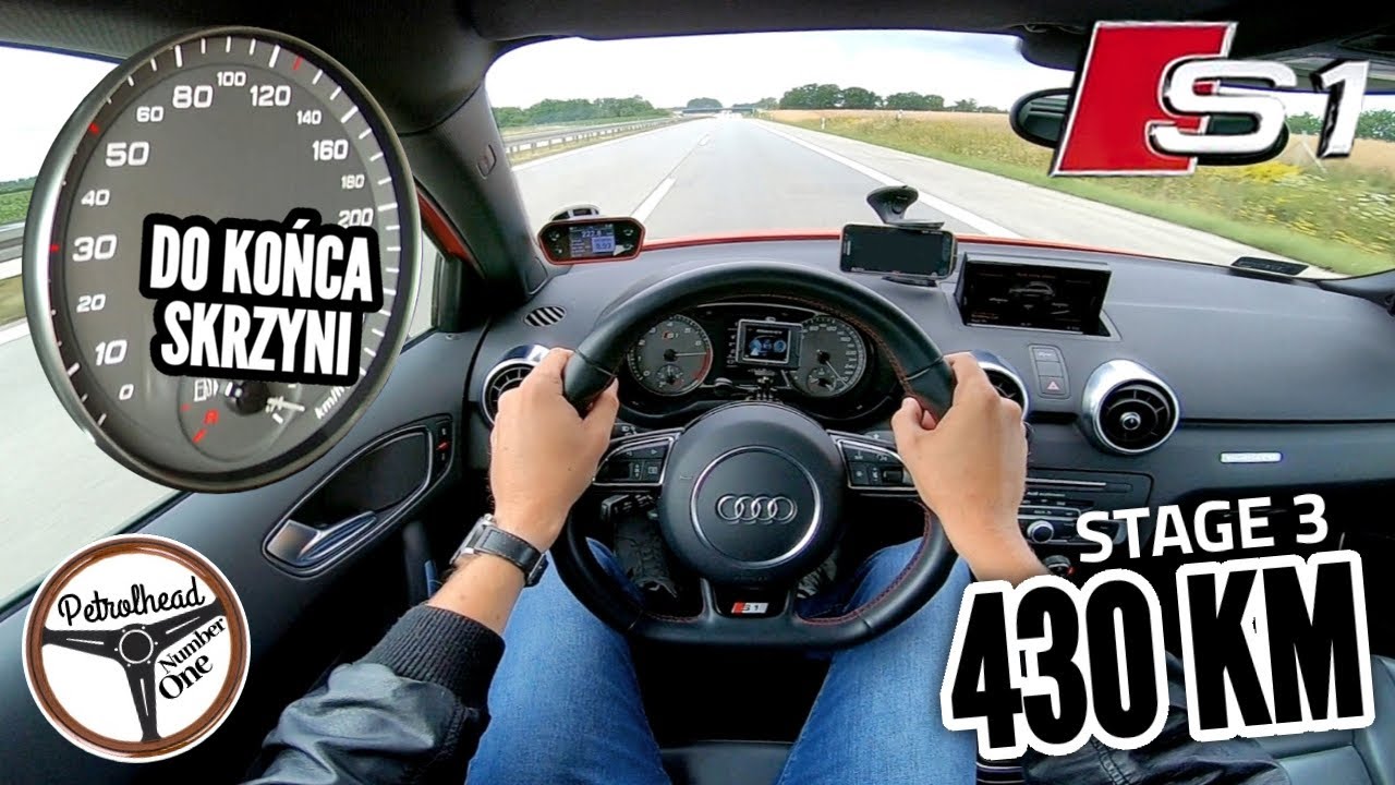 430 KM Audi S1 (STAGE 3) | V-MAX. Pr&oacute;ba autostradowa. RACEBOX 100-200 km/h.