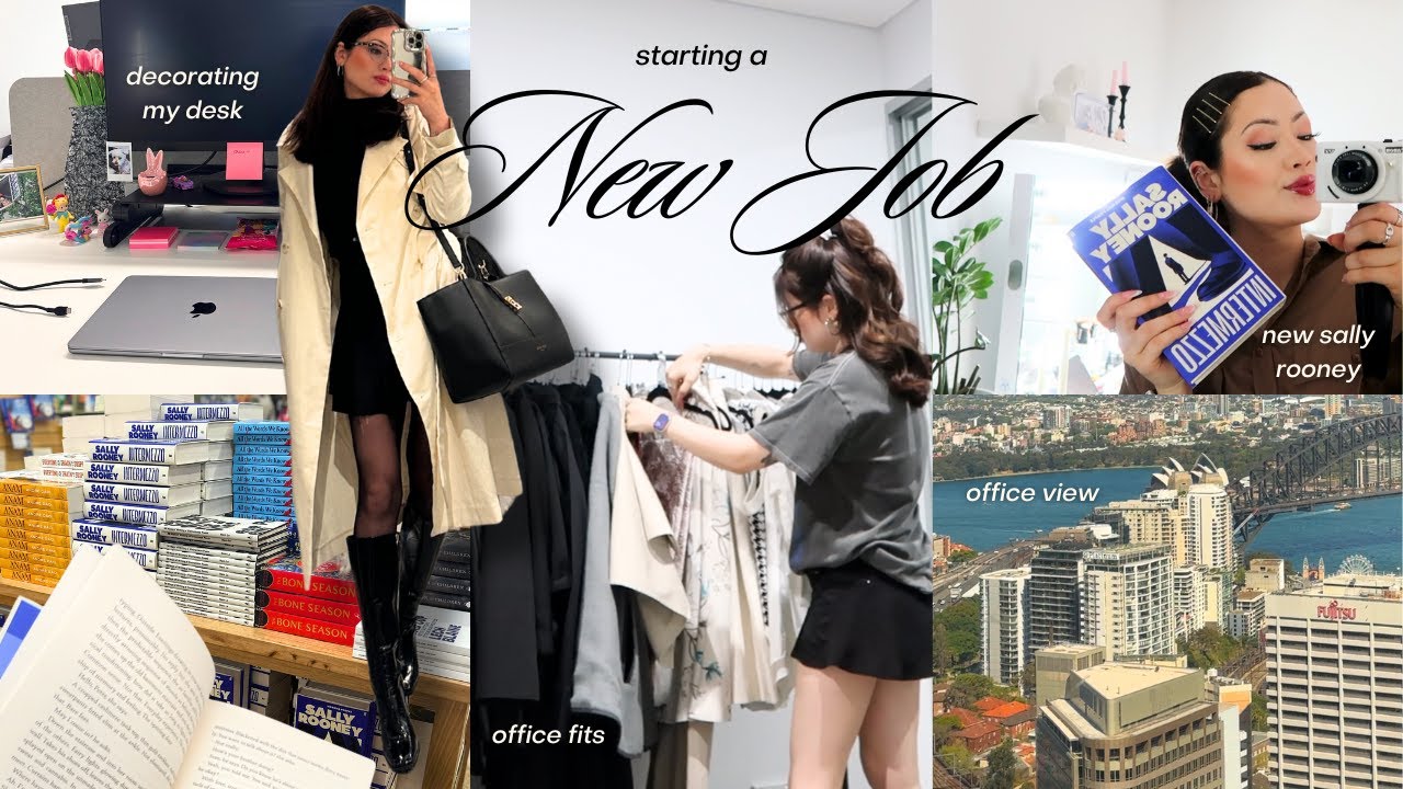 starting my new job 💻💌 work outfits, desk decor, what’s in my bag & book shopping