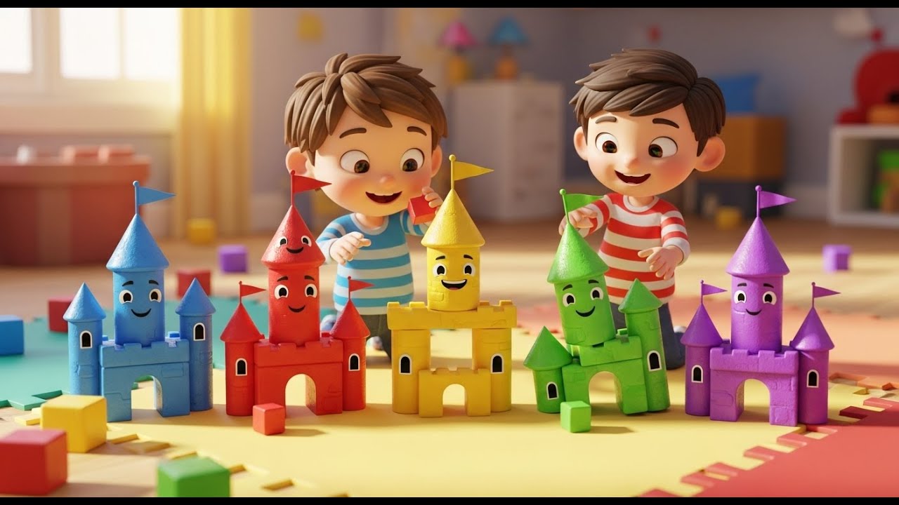 Cinco Pequenos Castelos de Brinquedo | Canções Infantis e Rimas para Crianças