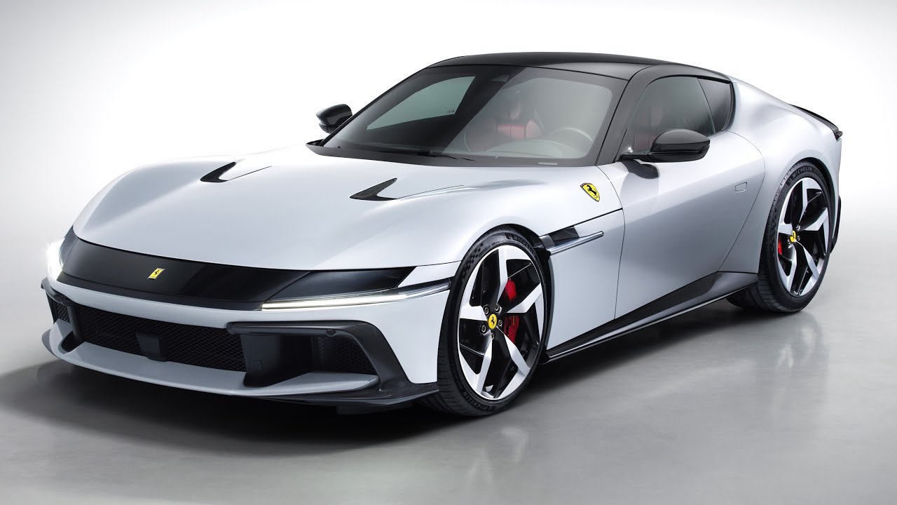Новый элегантный двухместный спортивный автомобиль Ferrari с 12-цилиндровым двигателем 2024 года