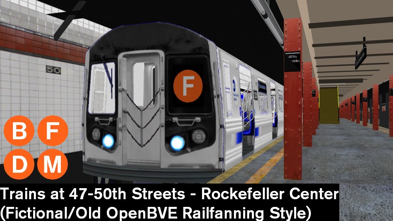OpenBVE Virtual Railfanning: B, D, F and M Trains at 47-50th Sts - Rockefeller Center (Fictional)
