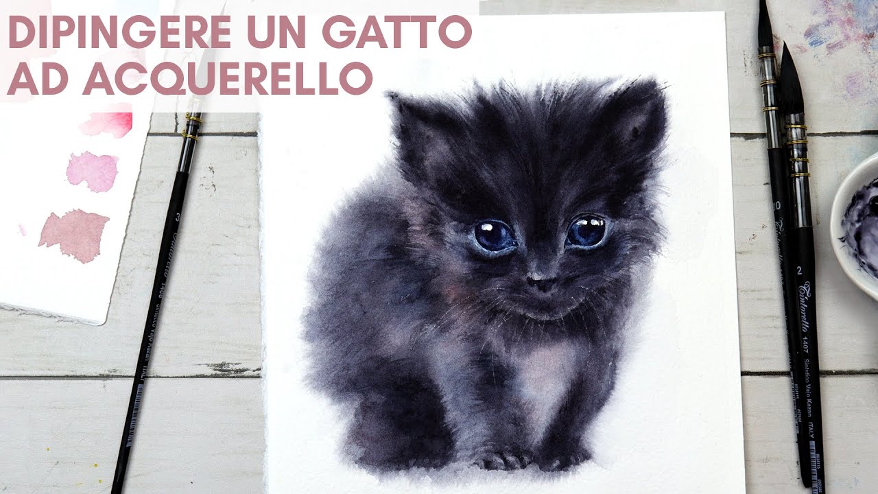 Tutorial Acquerello | Come creare l'effetto di pelo morbido 🎨🐈 dipingere un gatto