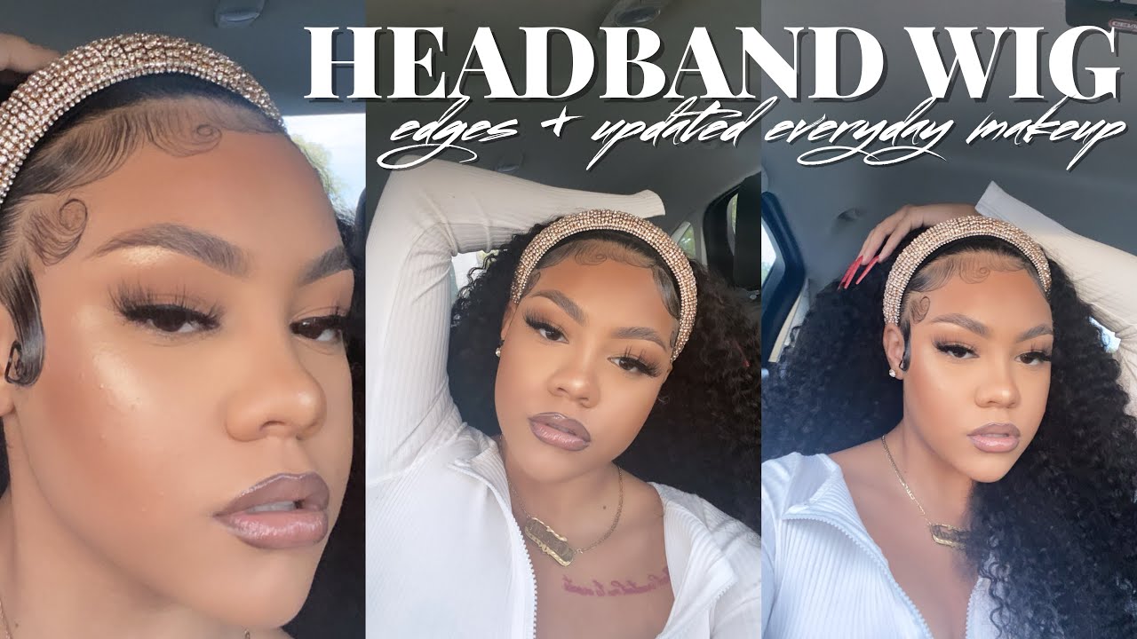 HAIR + MAKEUP | UPDATED EVERYDAY MAKEUP ROUTINE | HEADBAND WIG | CurlyMe Hair