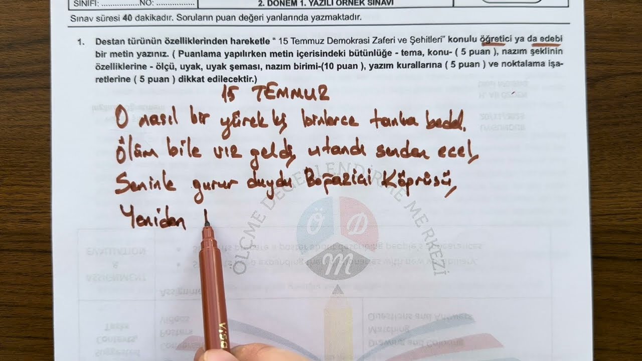 10. Sınıf Türk Dili ve Edebiyatı 2. Dönem 1. Yazılı (MEB Senaryoları)