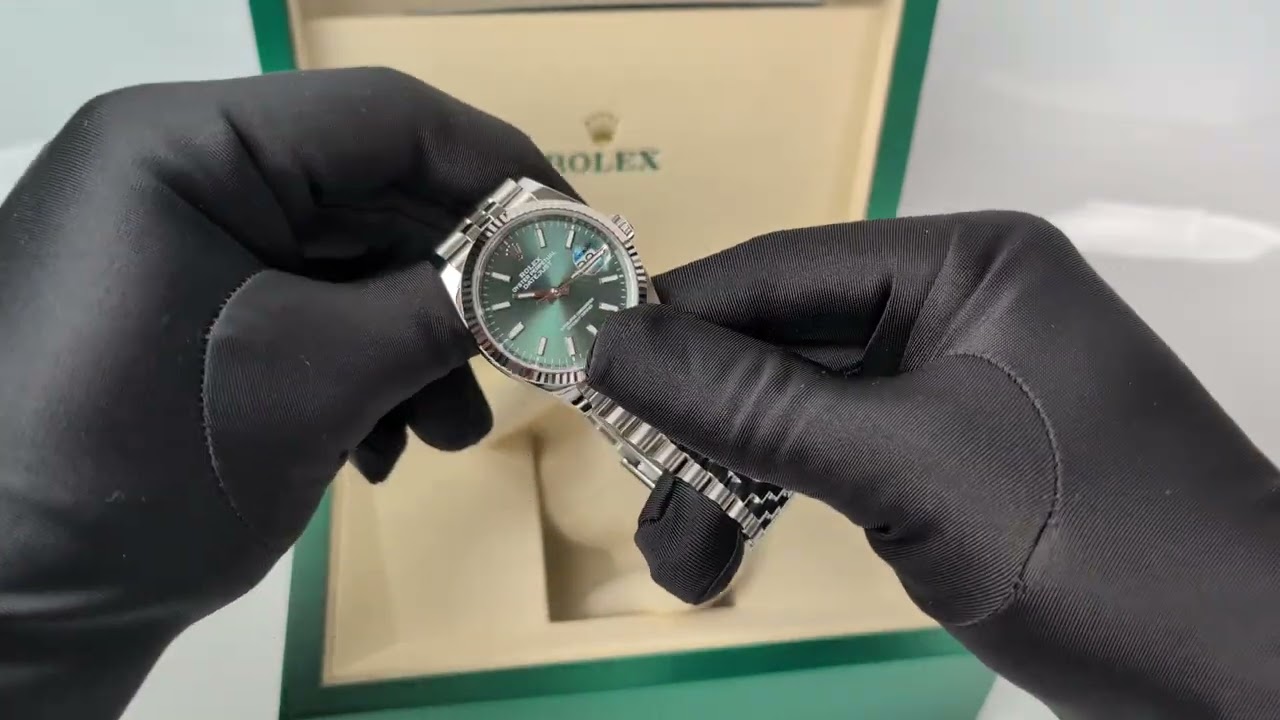 Rolex Date Just 36 Mint Green Stock ID 745-ZB