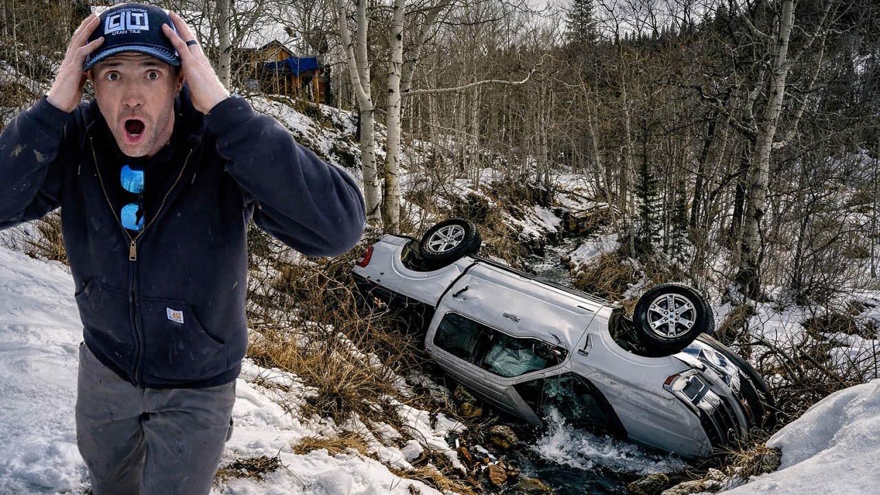 BIG WINTER CRASH!!! F-150 UPSIDE DOWN IN A CREEK