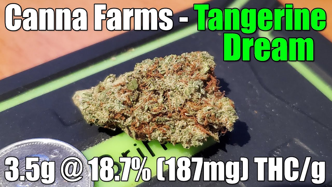 Canna Farms - Tangerine Dream - Unboxing Review - 3.5g @ 18.7% (187mg) THC/g (+Extreme Closeups)