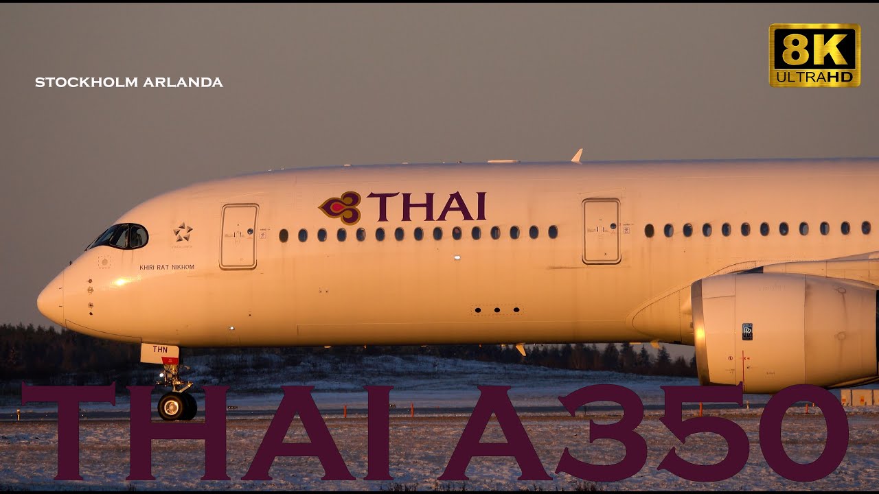Thai Airways A350 takeoff winter sunset! Reupload. Reupload without ATC.