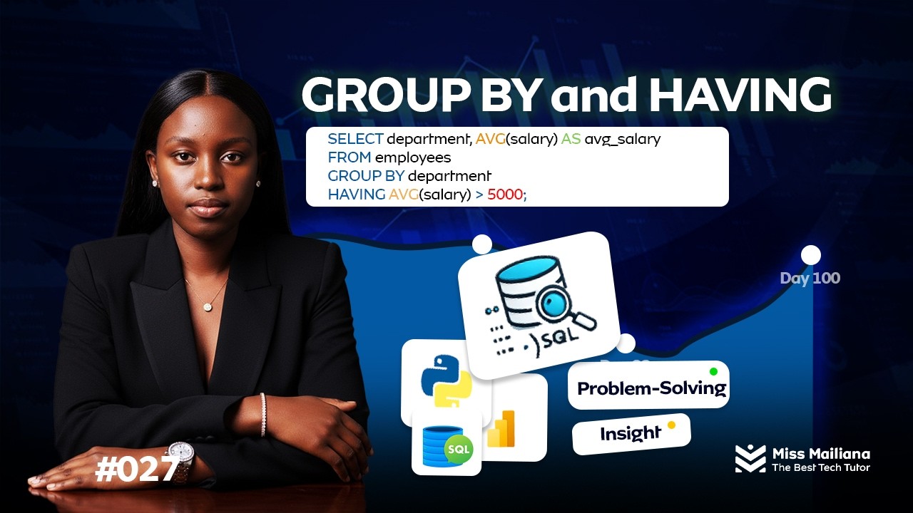27/100 Days of Data: SQL GROUP BY and HAVING Explained for Beginners