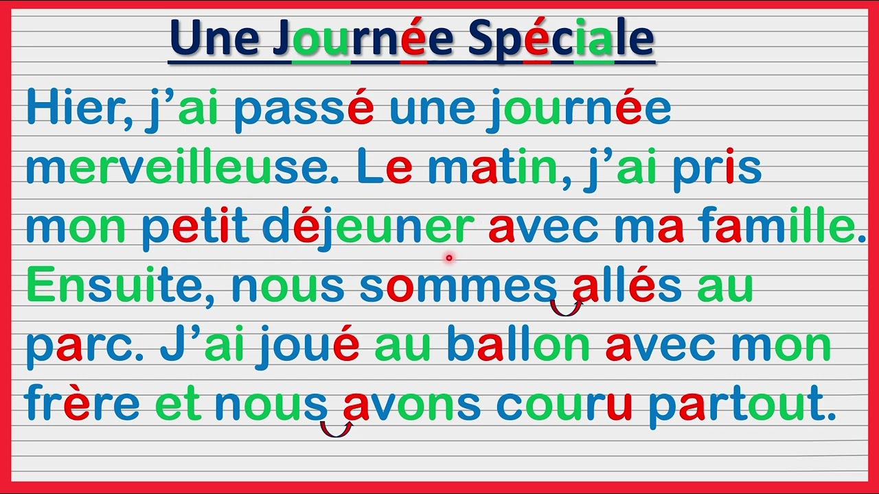 تعلم  اللغة الفرنسية 🇫🇷  من خلال النصوص البسيطة و الميسرة (يوم مميز)