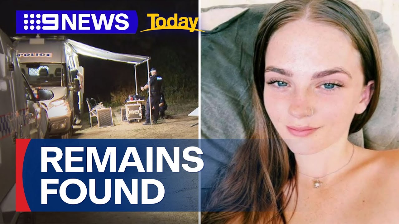 Police find suspected human remains in search for Pheobe Bishop | 9 News Australia